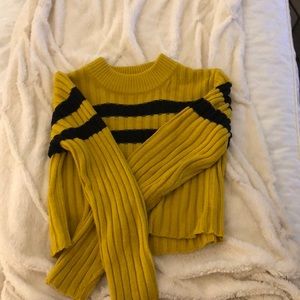 black and mustard yellow cropped sweater